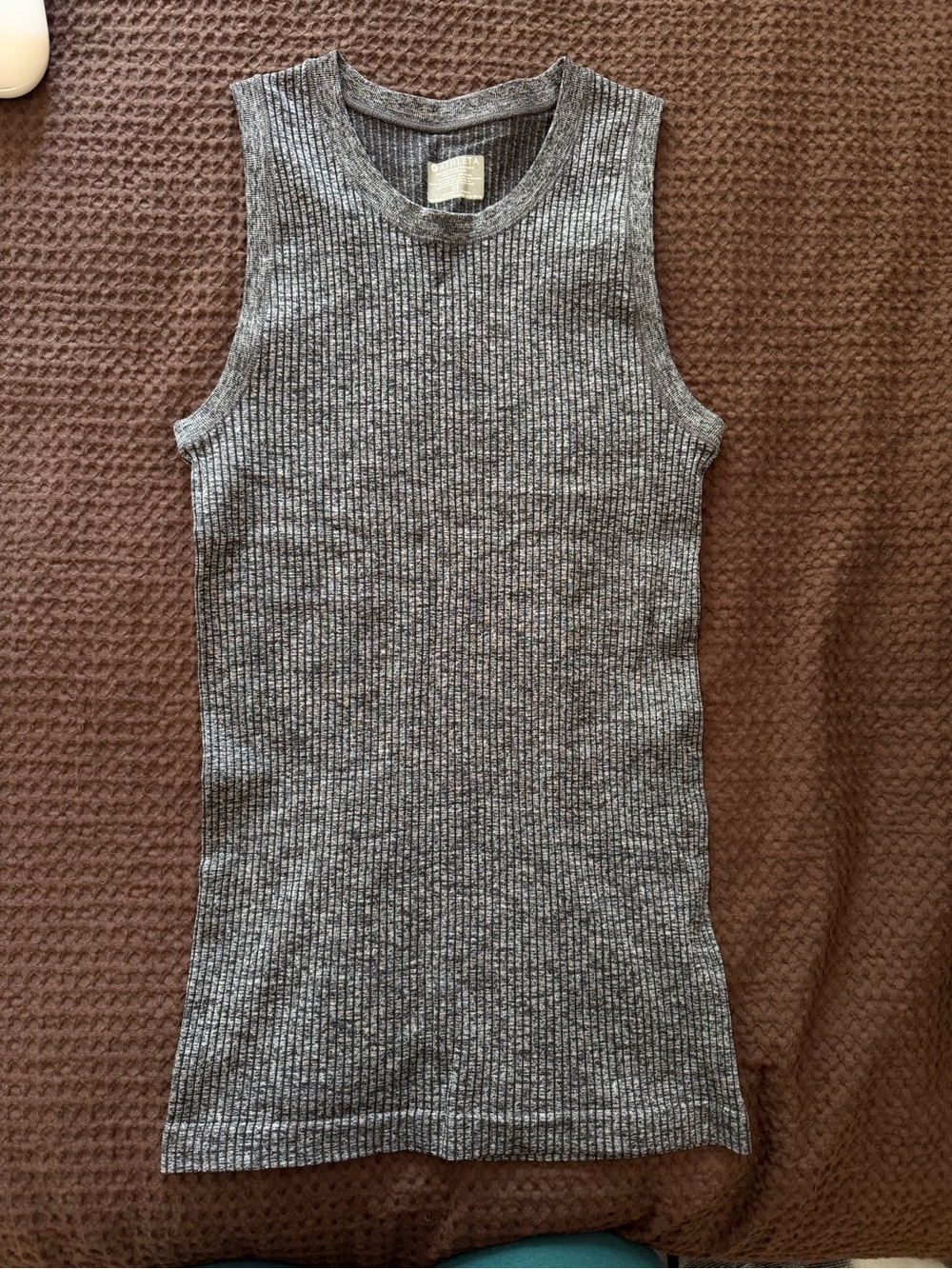 Ribbed Sleeveless Tank Top in Heather Gray - Women's